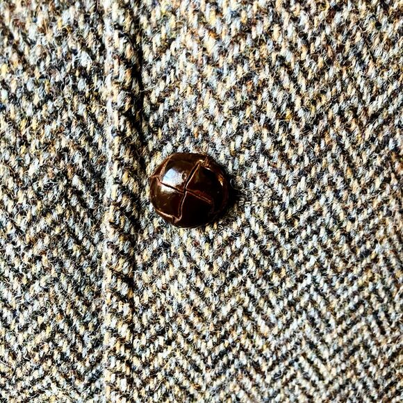 Harris Tweed Brookford Vintage Sport Coat Gray Herringbone Scottish Wool 44S USA - Picture 2 of 16